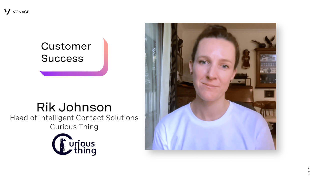 Curious ThingのRik Johnson氏がVonageソリューションについて話しているスクリーンショット